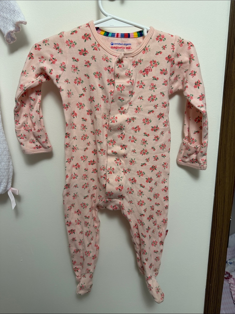 Magnetic Me Pink Floral Organic Cotton Footie
